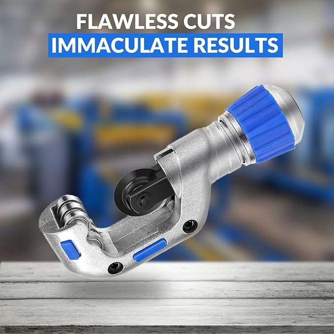 Flexzion Tube Cutter, Heavy Duty Tubing Pipe Cutter, 3/16 to 1-1/4 inch Cutting Diameter, Ideal for Cutting Copper, Aluminum, Brass, Steel, Plastic and More