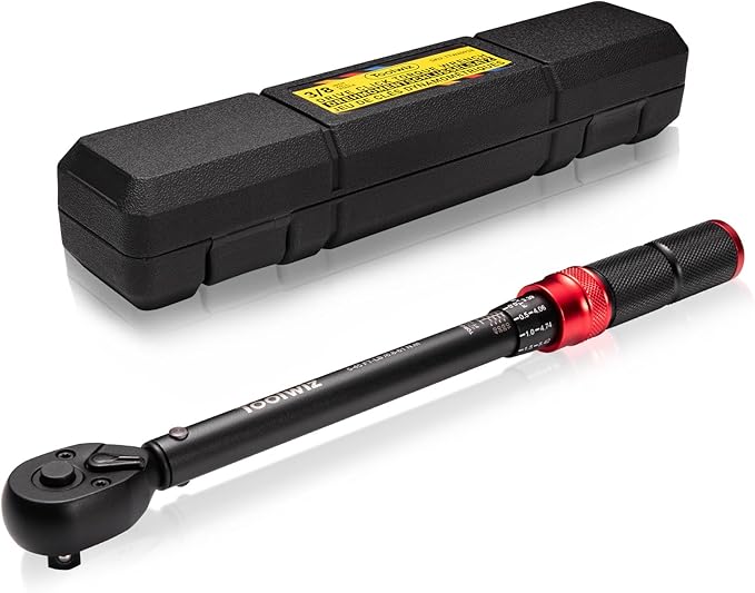 Toolwiz 3/8-Inch Drive Click Torque Wrench 5-45 Ft-Lb/6.8-61 Nm, ±3% High Accuracy Dual Direction Adjustable 72 Tooth Torque Wrenches Tool for Bike, Motorcycle, MTB, Car Repair