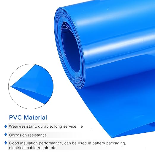 MECCANIXITY Battery Wrap PVC Heat Shrink Tubing 95mm Dia 150mm Flat 20 Feet(6meters) Blue Good Insulation for Battery Pack