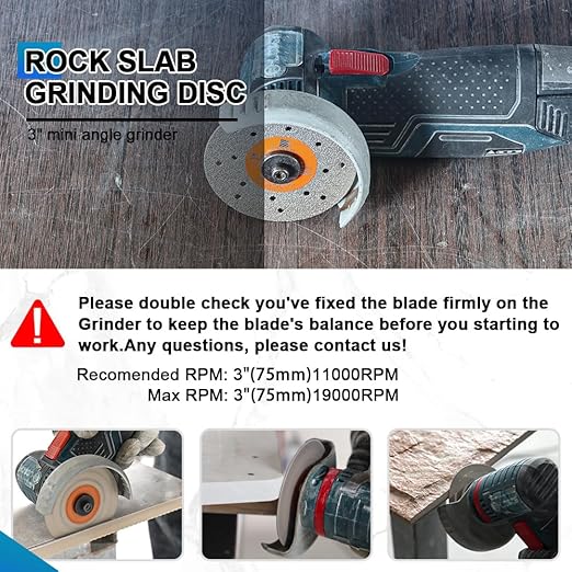 Rock Slab Grinding Disc - 7 inch Glass Cutter Disc (2pcs), Granite Cutting Disc, Diamond Grinder Wheel for Rock Slab, Stone, Tile, Marble, Granite, Glass Diamond Cutting Discs