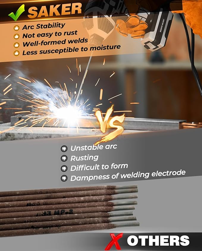 Saker E6013 Welding Rod 1/8'' 10LB Carbon Steel Stick Welding Electrodes