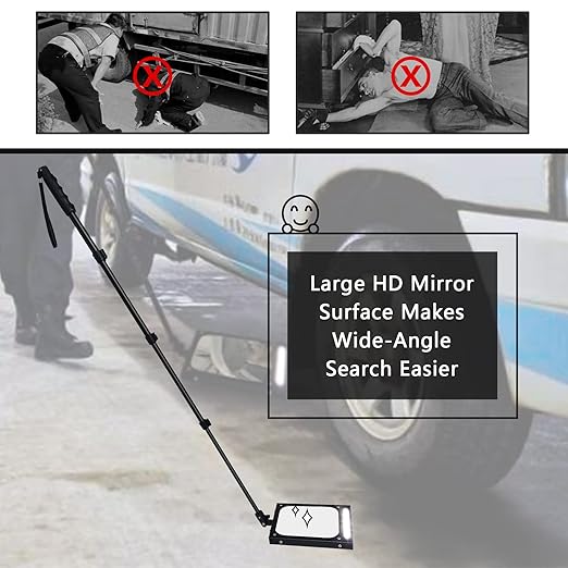 Telescoping Inspection Mirror Portable/Vehicle Inspection Mirror 7.87 Inch, with Rechargable LED Light