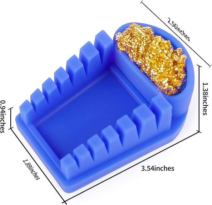 YIHUA S200 Blue Heat-Resistant Silicone Soldering Wire Holder with Brass Wool Cleaner, 6 Grooves, Storage Tray, Helping Hands Soldering Wire Welding Fixture, Compatible Diameter 32-7AWG