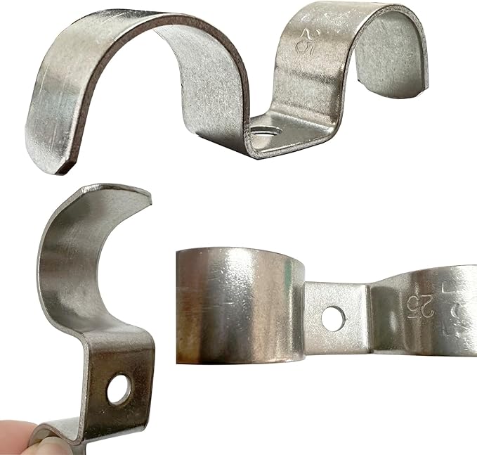 6pcs 14mm(5/9 inch) Double Line Clamp Heavy Duty 1 Hole Conduit Strap 304 Stainless Steel M-Type Pipe Strap For Wire Pipe Cord Installation
