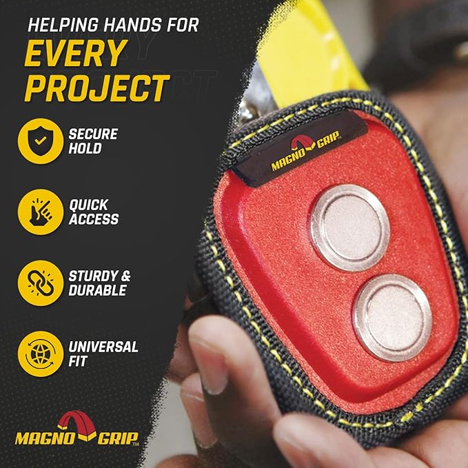 MagnoGrip 002-290 Quick Snap Magnetic Tape Measure Holder - Heavy-Duty, Durable, Hands-Free Magnetic Holder for Construction, Carpentry, & Tool Belts - Ideal for Professionals & DIY Enthusiasts, Red