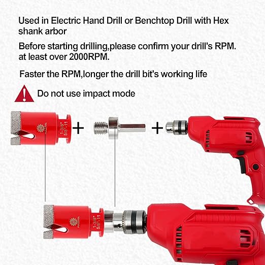 Diamond Core Drill Bit Set - FOCSTOL 9pcs Diamond Hole Saw Kit for Porcelain Tile Ceramic Marble Granite (6/8/10/20/35/50mm+20mm Finger Milling Bit+50mm Beveling Chamfer Bit+Hex)