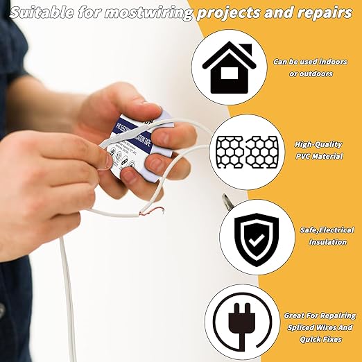 100 Rolls White Electrical Tape Bulk 3/4 Inch x 66ft, Waterproof Vinyl Electric Tape High Temp Insulation Tape for Electrical Protection Home Outdoor Electric Insulating Wire Wrapping