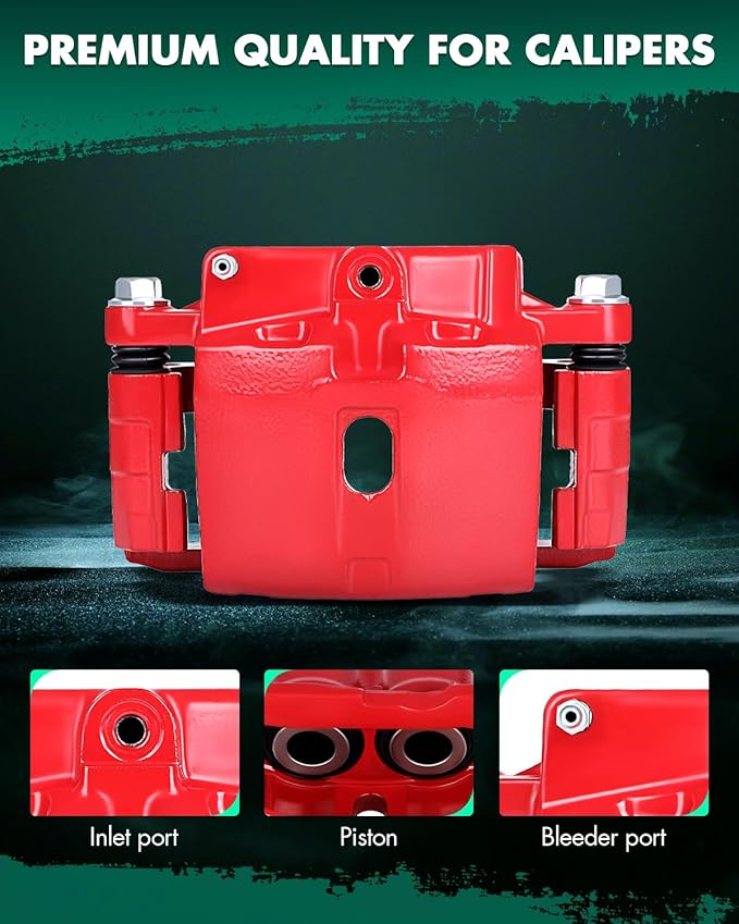 SCITOO Front Left+Right Brake Calipers With Bracket 18-B4728 18-B4729 Red Compatible For Cadillac 2002-2006 For Chevrolet 1999-2009 For GMC 1999-2008 For Hummer 2003-2008