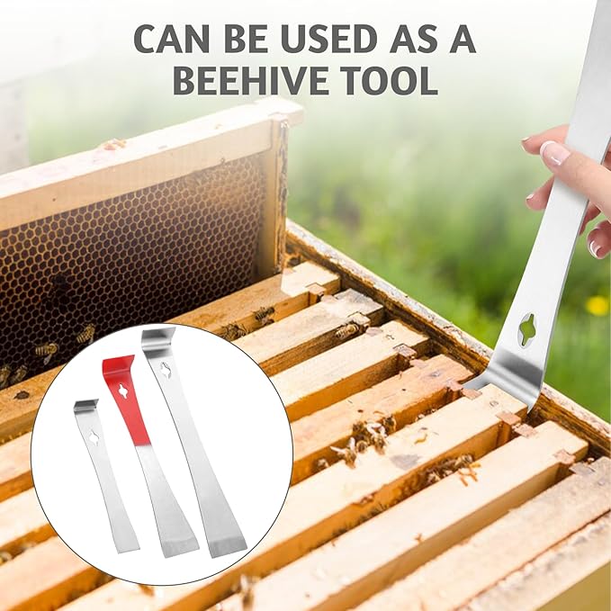 3 PCS Stainless Steel Mini Pry Bar Scraper, Small Pry Bar Set Trimmer, Beehive Tools, Scraper Set for Boards, Walls, Crevices and more