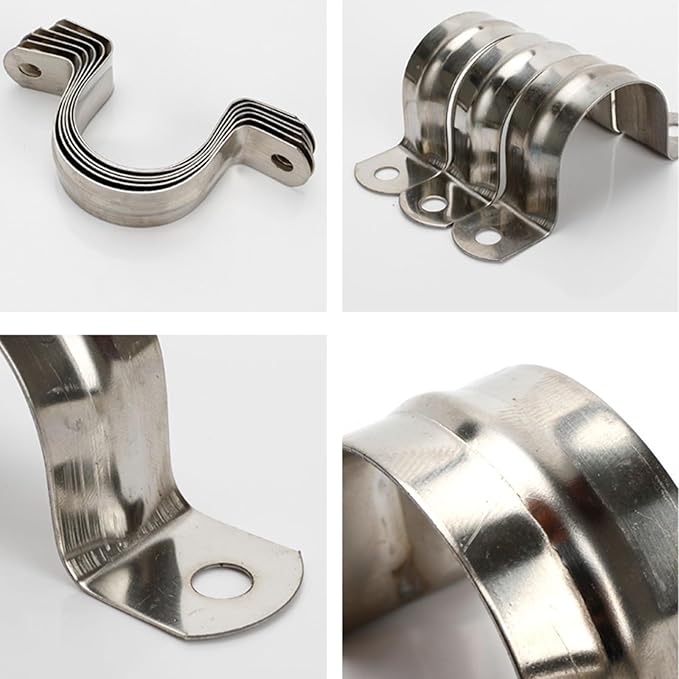 20Pcs Reinforced Rigid Pipe Strap 2 Inch Two Hole Strap U Bracket Pipe Clamps, 304 Stainless Steel Conduit Clamps Tension Tube Clip for Pipes Fixing M50