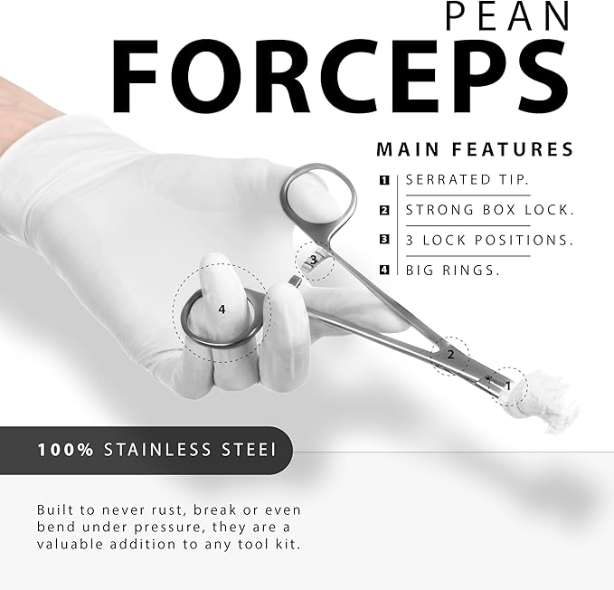 Hemostats ROCHESTER PEAN Forceps Locking Pliers Clamps Tongs Full Serrated Stainless Steel set Of 3 pcs 9,10,12 Inch Curved (Curved 9,10,12 Inches 3 pcs Set)
