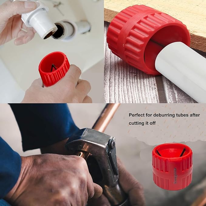 3 Pieces Inner-Outer Reamer Tubing Chamfer Tool, Pipe Copper Reamer Deburring Tool for PVC, PPR, Copper, Brass, Aluminum Tubes 5MM~38MM(3/16-inch to 1-1/4-inch)