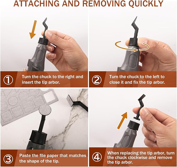 Cordless Pen Sander, Variable Speed and USB Charging with LED Light, Multi-Purpose Power Tool for Sanding, Polishing, Finishing, DIY Crafts