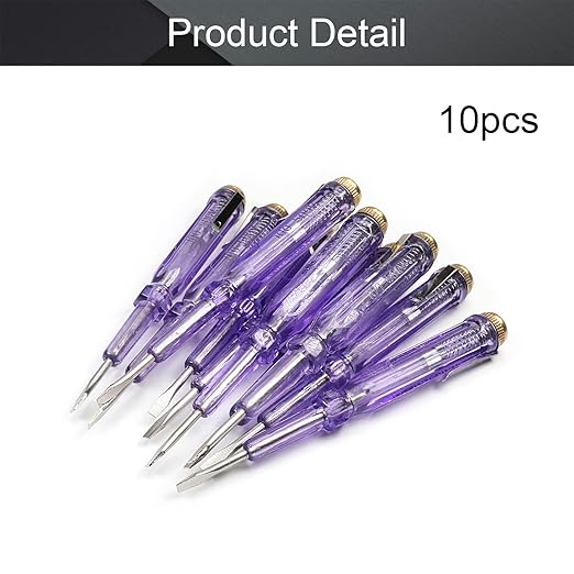 Fielect 10pcs Circuit Tester, Voltage Tester Pen Screwdriver Electric Test Detector, Slotted Screwdriver Test Pen 100-500V