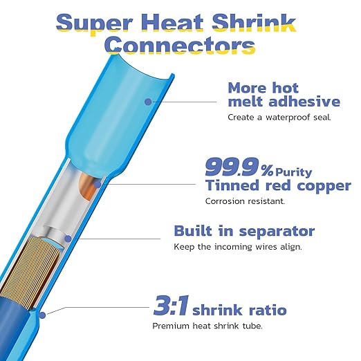 haisstronica 660PCS Marine Grade Heat Shrink Butt Connectors Kit,AWG 22-10 Waterproof Electrical Wire Connectors,Tinned Red Copper Butt Splice Connectors,with Removable Storage Bins(3Colors/3Sizes)