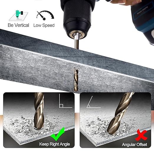 Hex Shank Cobalt Drill Bit Set 16Pcs 1/16"-3/8", M35 HSS Twist Impact Drill Bits for Metal and Hardened Steel, with Indexed Storage Case
