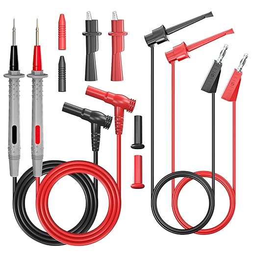 Goupchn Multimeter Test Leads Kit with Push On Alligator Clips Stackable Banana Plug to Test Hook Cable Set for Electrical Testing 1000V 10A