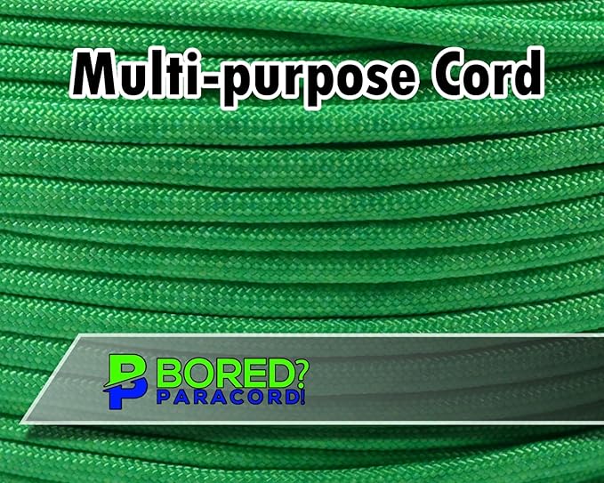 BORED? PARACORD! 550 lb Paracord - Ideal for Crafting, Camping, DIY Projects, Active & Military Outdoors - Strong Survival Rope - Tactical Parachute Cord Type III - Neon Green 100 Feet