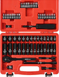1/4" Ratchet Wrench Socket Set 65 Piece, Metric Shallow Socket (4-15mm) and Deep (4-15mm), with 72-Teeth Ratchet, Screwdriver Bit Set, Small Tool Kit for Home Use and Automotive Repair