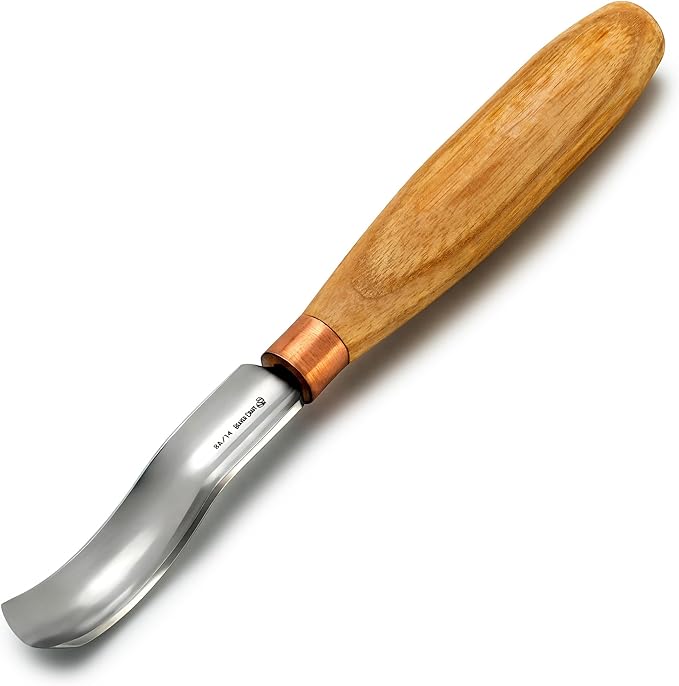 BeaverCraft, Wood Carving Bent Gouge K8a/14 0.55" - Spoon Carving Tools - Woodworking Hand Chisel Compact Wood Carving Knife for Beginners and Profi - Hobbies for Adults and Kids - Carbon Steel Blade