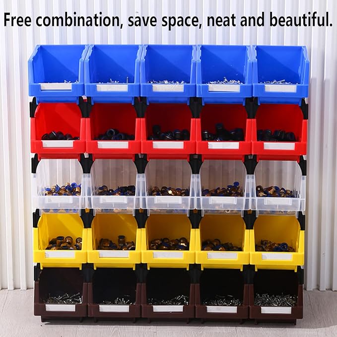Shop Stackable Organizer Bins Parts Bin Shelf Storage Bin Garage storage bins(Red,Pack of 12)