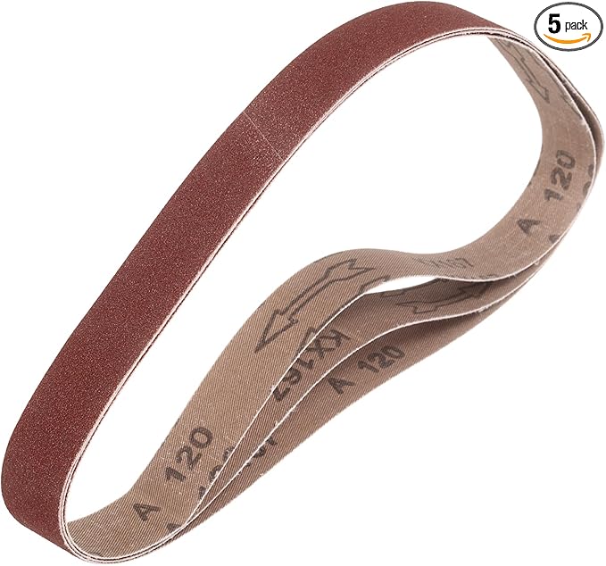 HARFINGTON 1 x 30 Inch Sanding Belts, 5 Pcs 120 Grits Aluminum Oxide Abrasive Belt Sander File Belt for Woodworking, Metal Polishing, Knife Sharpener