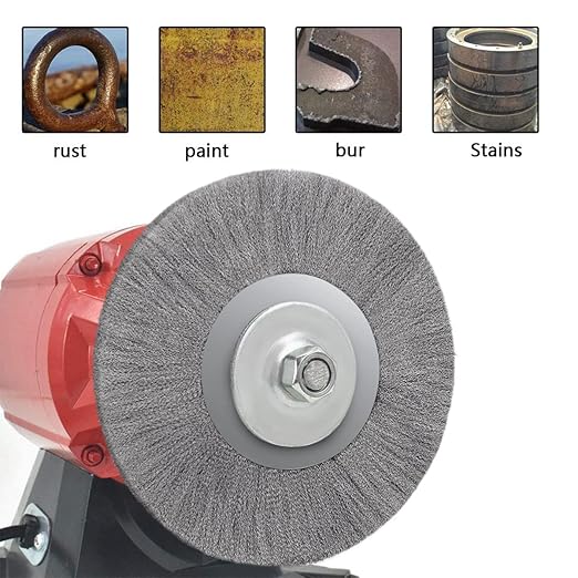 8 Inch Stainless Steel Wire Crimped Wheel Brush with 1-1/4" Bore for Angle Grinder Derusting Cleaning and Surface Polishing 1Pc