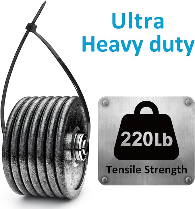 Skalon Large Zip Ties 18 Inch (500 Pack) - Heavy Duty, 220 lb Tensile Strength, Black Cable Ties, Extra Long Wire Ties
