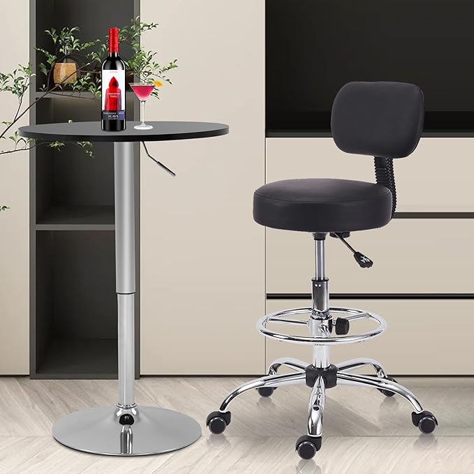 Drafting Stool Chair with Back, Adjustable Foot Rest Backrest Swivel Rolling Stool, Multi-Purpose Office Desk Chair, Thickened Seat for Home Bar Spa Kitchen Shop 4pack