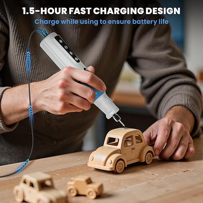 HARDELL Cordless Rotary Tool Kit, 8V 6-Speed Rotary Tool with Digital Display and USB-C Charge, Multi-Function Mototool with 80PCS Accessories for Carving, Sanding, Polishing DIY Crafts