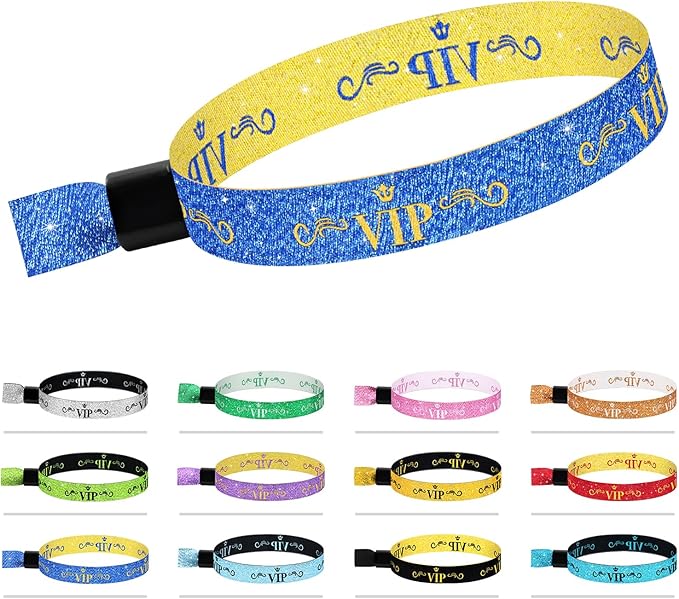 VIP Cloth Wristbands - 100 Pcs, Disposable, Colored, Lightweight for Concerts & Parties (Blue)