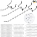 Hicarer 200 Pcs Stainless Steel Pegboard Hooks Multiple Sizes Fit 1/4" or 1/8" Pegboard Ideal for Garage Tool Organization, Wall Storage(2 Inch, 4 Inch, 6 Inch)