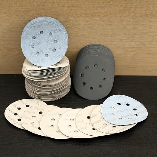 100 Pcs 5 Inch Sanding Discs Hook & Loop 8 Holes Wet Dry 3000 Grit Sandpaper Silicon Carbide Sand Paper for Orbital Sander Automotive Wood Plastic Metal Polishing (100Pcs 3000 Grit)