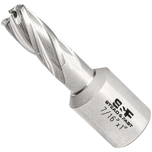 S&F STEAD & FAST - Annular Cutter, 7/16-inch Diameter x 1-inch Depth of Cut for Magnetic Drill Press, Mag Drill Bits with Pilot Pin