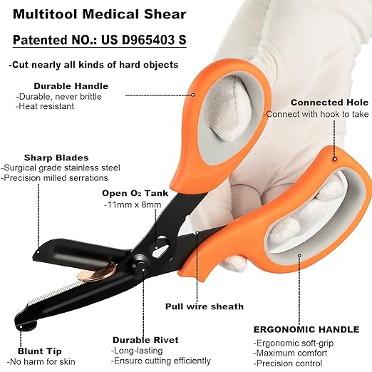 MEUUT Medical Scissors Trauma Shears-8 inches Bandage Scissor Heavy Duty, Surgical Grade Shears Stainless Steel EMT Scissors for Doctors Nurses EMT Workers
