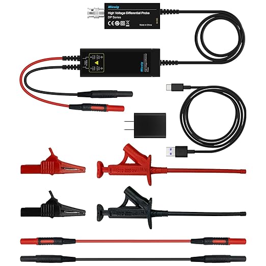 Micsig High Voltage Differential Probe Kit DP700, 3.5ns Rise Time 20X/200X Attenuation Rate Oscilloscope Probe Kit Accessory, 700V 100MHz (DP10007 Upgrade)