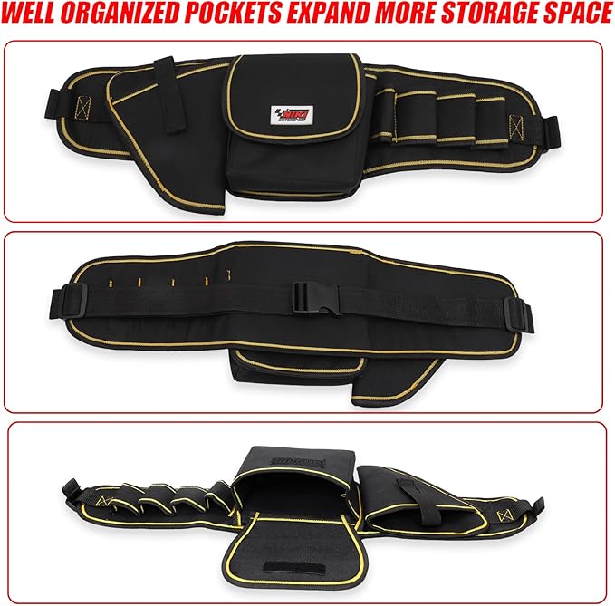 Tool Belt,600D Water-draining Oxford Cloth Tool Belts for Men,Electrician Tool Belt Widely Applied to Repairmen,Electrician,Carpenter,Construction (7 pocket)