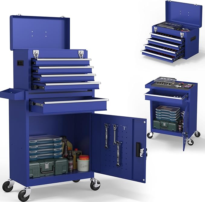 5-Drawer High Capacity Rolling Tool Chest, Removable Toolbox on Wheels Organizers, Lockable Tool Box Tool Storage Cabine with Drawers and Wheels