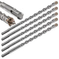5pcs 7/16" X 8"-6" Cross-Type Double Thread Carbide Drill Bits for Concrete, Brick, Stone, Hammer Drill