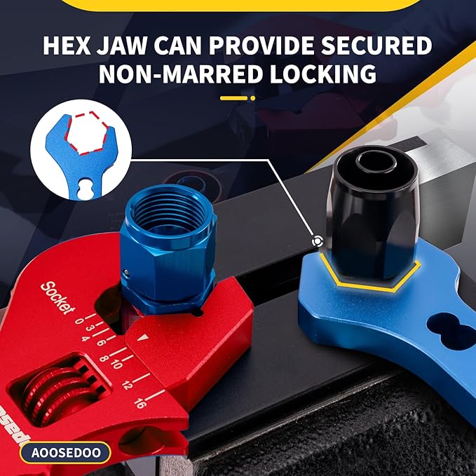 Adjustable AN Fittings Wrench AN Wrench for Hose Fitting Adapters AN Fitting Tool 3AN-16AN Lightweight Aluminum Red. With a 6AN-AN8 Double Hose End Fitting Wrench Blue
