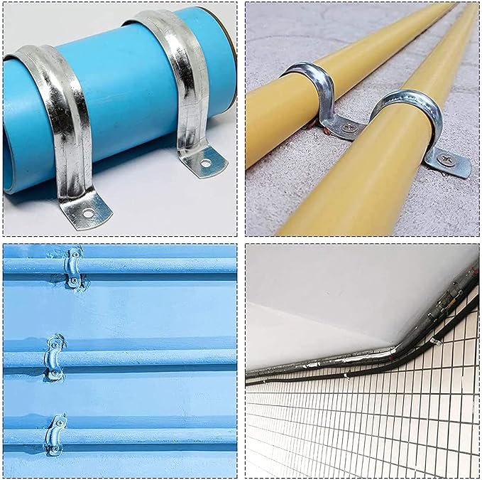 10 Pcs 4inch Rigid Pipe Strap,Two Hole Stainless Steel Strap U Bracket, Widened Tube Strap Tension Clip Assortment Kit Heavy Duty Pipe Clamp for Pipe Fixing（110mm）