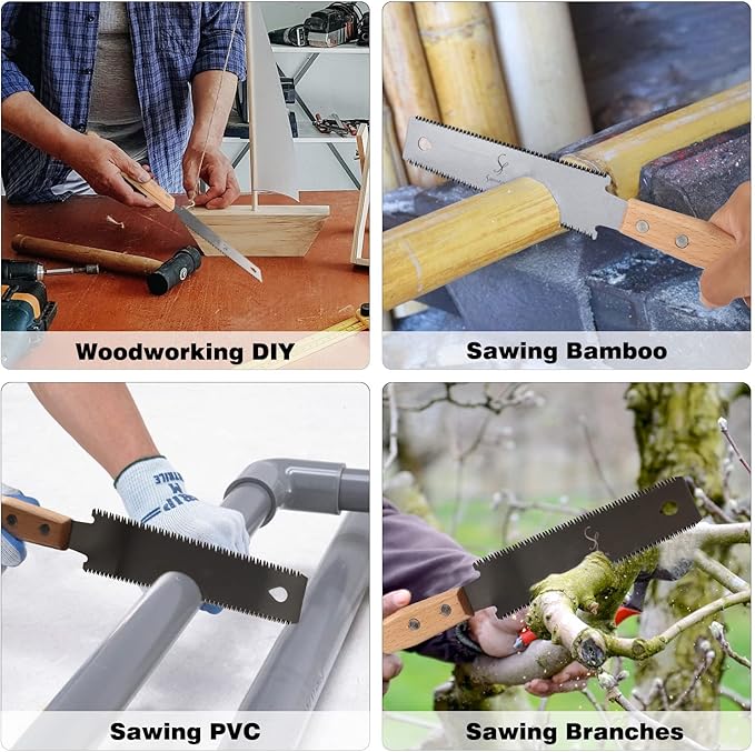 Japanese Hand Saw Woodworking Tools, SS SHOVAN Double Edged 11/17 TPI Flush Cut Saw, Wooden Handle Pull Saw Small Handsaw for Fine Cutting Wood