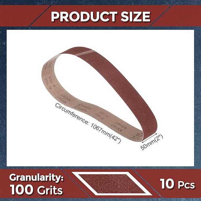 6 Pcs Sanding Belts 2 x 42 Inch 100 Grit Aluminum Oxide Abrasive Sandpaper for Belt Sander Metal Grinding Wood Working Weld Rust Removal