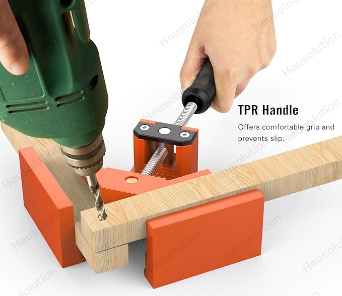 Right Angle Clamp, [2 Pack] Single Handle 90°Aluminum Alloy Corner Clamp, Right Angle Clip Clamp Tool Woodworking Photo Frame Vise Holder with Adjustable Swing Jaw - Orange