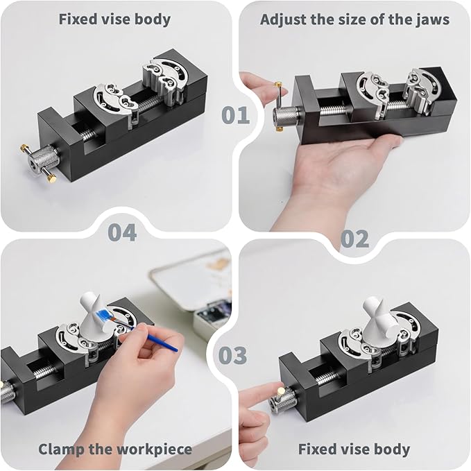 WhiteRhino Mini Vise Clamp,Smart Fractal Vise Drill Press Vise Bench Vise,Heavy Duty Self-Adjusting Aerospace-grade Aluminum Alloy&Precision CNC Machined— Crafts,Jewelry Making, Modeling,DIY,Repairs