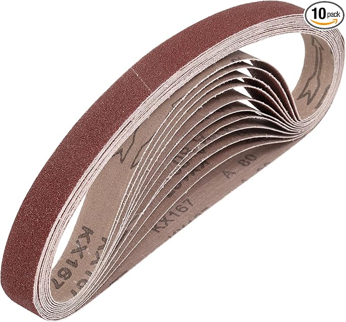 HARFINGTON 1/2 x 10 Inch Sanding Belts, 10 Pcs 80 Grits Aluminum Oxide Abrasive Belt Sander File Belt for Woodworking, Metal Polishing, Knife Sharpener