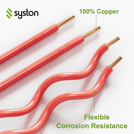 14 AWG Tracer Wire 600V 100% Solid Copper Conductor Direct Burial Underground, Red Tracer Wire for Locating Underground Pipes and Lines Electrical Wire Gas Water Sewer Pipe and Fiber Optic, 1000 FT