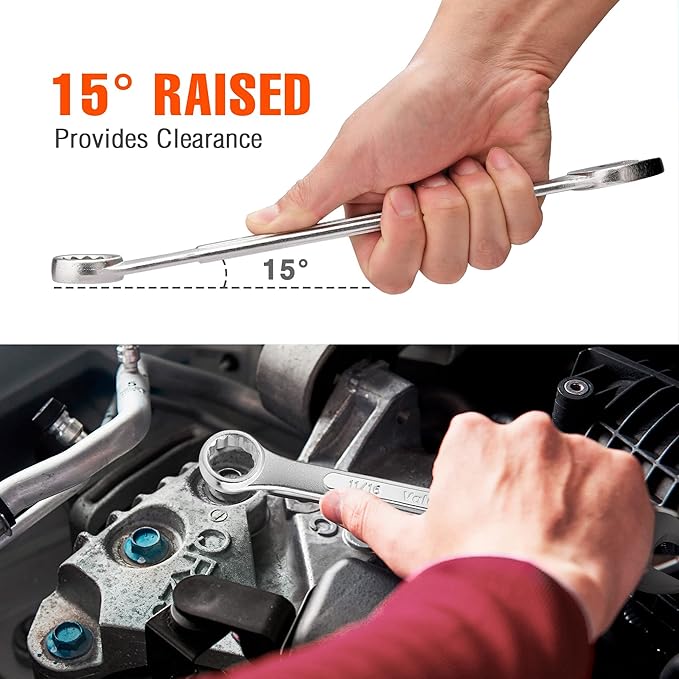 ValueMax Mechanics Wrench Set Metric and Standard, 20PCS Complete Combination Wrenches Roll Set. SAE 1/4" to 3/4", Metric 6mm to 18mm, Full Wrench Set with Roll up Pouch