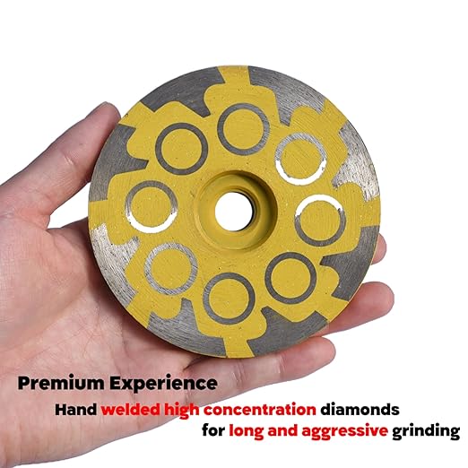 4 in.x 5/8-11 in. No Bouncing Resin Filling Diamond Cup Grinding Wheel for Concrete Stone Surface Grinding, T Segments Smooth Chip Free Diamond Grinding Wheel