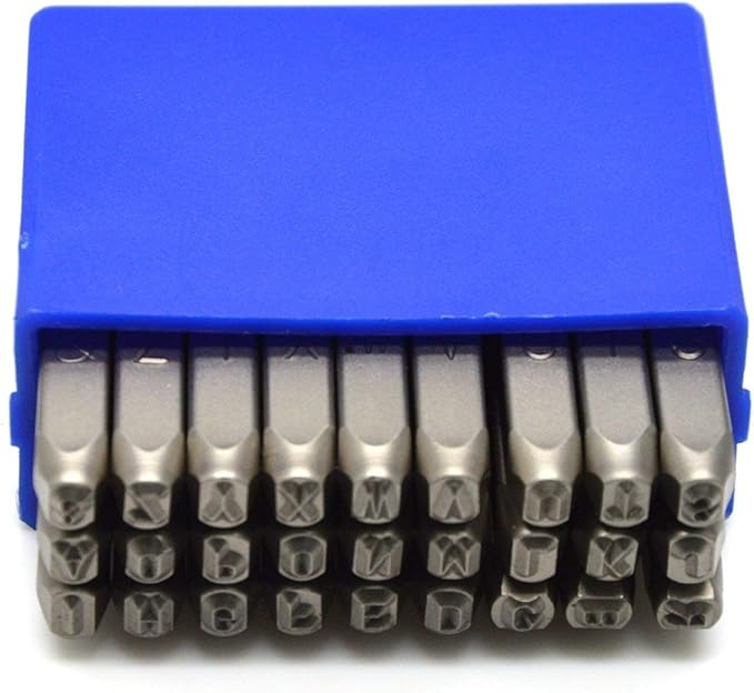 27pcs Heavy Duty Steel Stamp Uppercase Letters 3/32 2.5mm Hand Stamping Character Mark Code Alphabet Punch Kit for Bracelet Ring Jewelry Sheet Metal Plate Making Mold Die